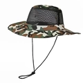 Atmungsaktiver Camo Boonie Hut mit schwarzem Mesh-Netz und verstellbarem Kinnband - 58cm Einheitsgröße / Braun-Schwarz-Tarnung