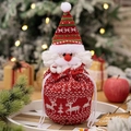 Knitted Santa Claus apple gift bag with white elk patterns and drawstring closure - Santa Claus