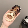 Elastic hair ties in black, brown, and cream with cute rabbit charms for high ponytails - Five-Piece Set / 69# Rabbit Style