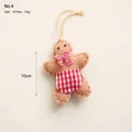 Handmade gingerbread man wool felt ornament with red plaid bow, size 10x8cm - Gingerbread Man No.4 Pendant
