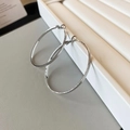 Minimalist silver metal hoop earrings displayed on a white jewelry box stand - 97# Silver Earring Post - Silver (Real Gold Plated)