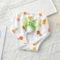 Cute white cotton dog physiological pants with orange smiley carrot print and green bow - Smiling Carrot