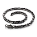 Dark metal box chain necklace with durable lobster clasp in punk hip-hop style - Antique Black (KN90246-KFC)