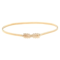 Elegante cintura sottile elastica in metallo dorato da donna con fibbia a foglia - Fibbia a Doppia Foglia / N. 27 Oro