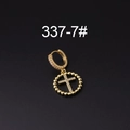 Exquisite gold-plated cross earring with micro-pave white zircon and beaded frame details - Beaded Edge Cross Style (337-7#)