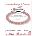 Handmade strawberry quartz beaded bracelet with adjustable black woven cord for women - Strawberry Quartz