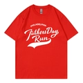 Red short sleeve T-shirt with white Philadelphia Fathers Day Run print, relaxed fit cotton - Red 317