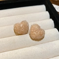 Pink heart stud earrings with a sugar-textured surface and matte resin finish - 53# Silver Needle-Yellow Sugar Heart (HE24844)