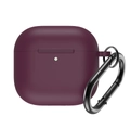 Deep purple silicone case for AirPods 4 with black metal carabiner and LED light indicator - Burgundy