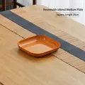 Square rosewood texture tray 20cm size with minimalist wood grain finish for home - Wood Grain-Medium Deep Plate