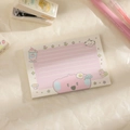Detail of pink cartoon sticky notes with bear illustration and lined paper for journaling - Purple Koala Bear Style