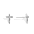 Boucles d'oreilles croix vintage en argent avec pavage de zircons cubiques - Cuivre Plaqué Or 18K / Argenté