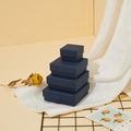 Dark blue matte jewelry gift boxes stacked in four different sizes for necklaces and rings - 5x5x3.5cm With Sponge / Dark Blue