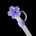 Purple cherry blossom straw cover made of food-grade silicone for 10mm straws - Purple Begonia / 10mm-Individual Package