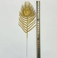Golden glitter artificial peacock feather leaf branch for Christmas decor, 29cm length - 29cm Peacock Tail