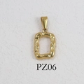 24K gold plated stainless steel textured rectangular pendant with PZ06 model engraving - PZ06-Geometric Frame / Gold