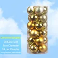 24-piece 8cm golden Christmas ornaments set featuring glossy matte and glitter finishes - Gold