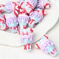 Hand-painted acrylic ice cream beads in pastel colors for DIY jewelry and crafts - 1 Piece / Flat + Blue Cream + Bow