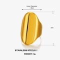 Polished golden stainless steel chunky ring with smooth oval surface and 1.8cm inner diameter - Gold