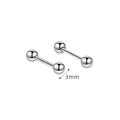 Boucles d'oreilles minimalistes en argent sterling S925 avec sphère argentée de 3mm - Argent 925 / Boucles d'Oreilles à Vis Perle Ronde Plaquées Platine (PED348) / 3mm