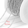 1.9mm silver stainless steel Figaro jewelry chain on spool for DIY jewelry making - 1.9mm Curb Polished Chain (0.5mm Wire) / Steel