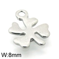 Polished silver stainless steel four-leaf clover pendant with 8mm width detail - Gold (8mm)