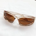 Champagne translucent wrap-around sports sunglasses with brown gradient lenses - Champagne