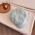 Berretto newsboy classico in denim azzurro con cuciture retrò e bottone sulla parte superiore - 56-58cm / Bianco Invecchiato