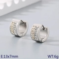 Silver stainless steel huggie earrings with white crystals, dimensions 13x7mm and 6g - Silver Base + Full White Zirconia (KE118349-TGD)