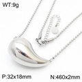 Minimalist silver teardrop pendant necklace with a polished mirror finish on white background - 32x18mm(KN251136-KFC)