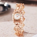 Elegante orologio da donna in oro rosa con quadrante bianco e lunetta quadrata - Quadrante Bianco (Cinturino Oro) / Oro