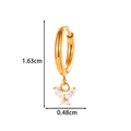 Golden titanium butterfly hoop earring with clear zircon inlay and 1.63cm height dimension - Butterfly Pendant (T2595-5#Gold)