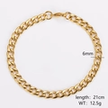 Dettaglio del bracciale a maglia cubana in acciaio inossidabile dorato da 6mm lungo 21cm - 6mm/21cm / Oro