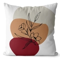 Federa quadrata in velluto con motivi floreali astratti moderni nei toni del beige - 45*45cm (Senza Inserto) / Floreale Astratto Moderno (CRD61-1)