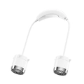 Portable white dual-head neck fan with flexible band and USB charging port - Minimalist Industrial Style (FY25) / White