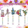 DIY 5D diamond painting wind chime kit featuring bird and butterfly crystal pendants - DZ-13 Animal Collection (Cat/Peacock/Butterfly/Bird)