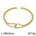 Double-layered golden stainless steel box chain bracelet with interlocking ring buckle - Gold Infinity Knot Style (KB149780-Z)