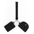 Dettaglio del set borsa trapuntata nera con porta carte e portamonete con cordino - Nero Trapuntato