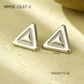 Polished silver stainless steel triangular earrings measuring 2.8cm and weighing 9.2g - Steel Color Triangle