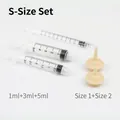 Size S pet feeding set with 1ml 3ml 5ml syringes and two silicone replacement nipples - Size S 5-Piece Set (Short/Long Nipple + 1/3/5mL)