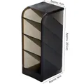 Dark gray translucent 4-tier slanted desk organizer for stationery and makeup brushes - Slanted Smoke Grey Large