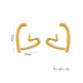 Détails de taille des boucles d'oreilles cœur dorées de 25 mm de haut et 20 mm de large - Cœur profilé / Or