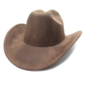 Dettaglio di un cappello da cowboy intrecciato marrone scuro con rete e tesa curva - M (56-58cm) / Cachi
