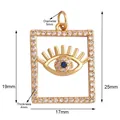 Golden square Evil Eye pendant charm with blue stone and micro-set zircon accents - Rectangular Evil Eye / Green