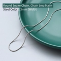Minimalist 1.3mm round snake chain necklace in polished steel finish on green tray - Steel Color Round Snake Chain 40+5cm