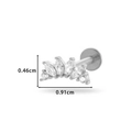 Curved stainless steel labret with marquise and round crystals, size 0.46cm by 0.91cm - Curved Arc Design (0166-4#) / Silver