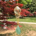 Capteur de soleil en cristal avec chaîne dorée et pierre d'agate verte en nature - Vert
