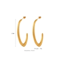 57mm irregular 18K gold-plated C-shaped stainless steel hoop earrings in golden finish - Golden C-Shape Large Hoop Earrings (E902)