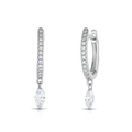 Boucles d'oreilles créoles en argent S925 avec zircons marquise et sertissage pavé - Or Blanc