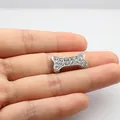 DIY bone-shaped accessory charm in silver finish with white rhinestones for bracelets - 8MM Bone - White